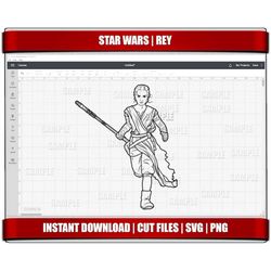rey svg, star wars svg, star wars clipart png, digital star wars, printable star wars, cricut cut files, silhouette cut,