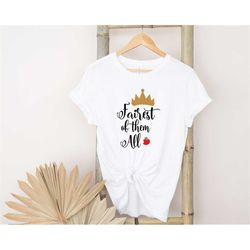 fairest of them all tee shirt, seven dwarfs shirt, princess snow white shirt, disney princess tee, princess snow white