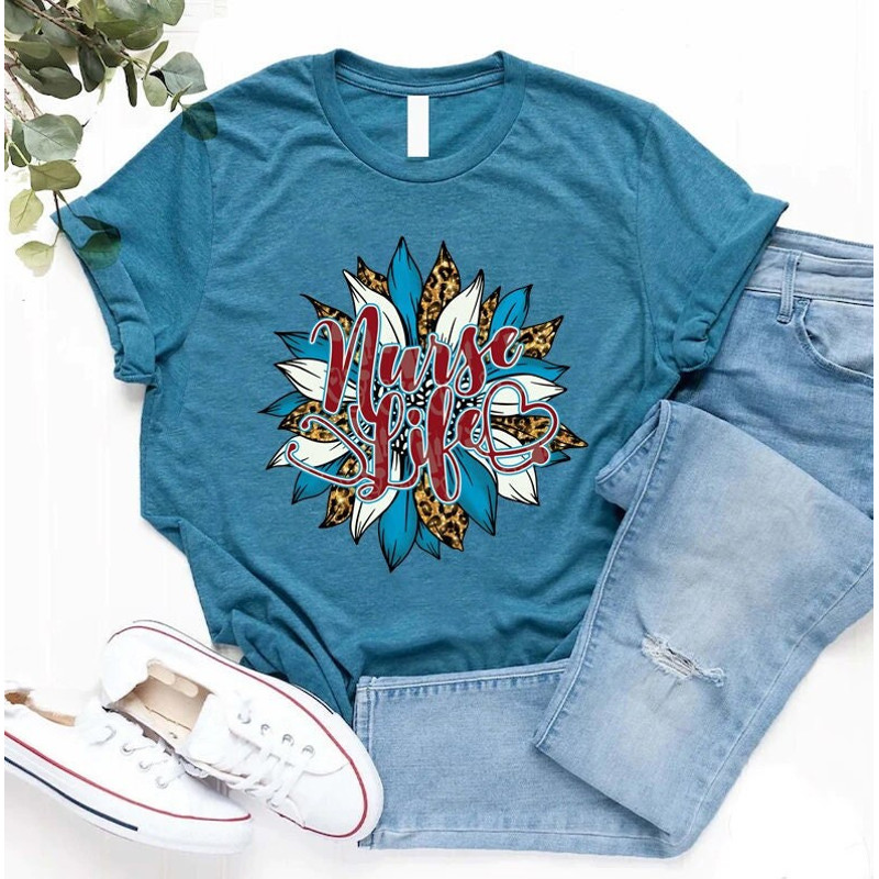 Nurse life tshirt, wildflowers shirt, Sunflower nurse tee, Sunflower Tee, Nurse Shirt, RN Shirt, Nursing Shirt, Registered Nurse, - 1.jpg