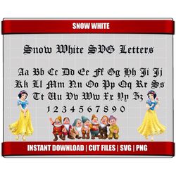 snow white font svg letters alphabet, snow white birthday party digital printable svg alphabet letters clipart snow whit