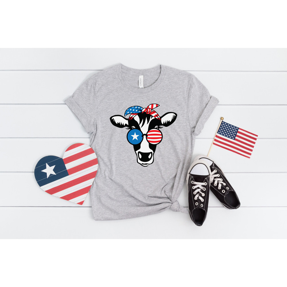 Oh My Stars Cow Shirt, Highland Cow shirt, Highland Cow With 4th July, American Flag Shirt, Fourth Of July Tee, Independence Day - 2.jpg