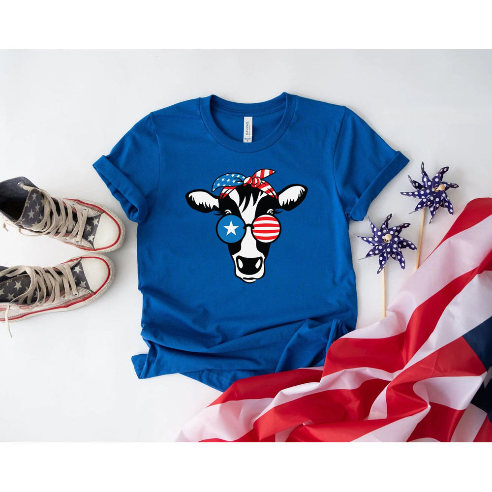 Oh My Stars Cow Shirt, Highland Cow shirt, Highland Cow With 4th July, American Flag Shirt, Fourth Of July Tee, Independence Day - 3.jpg