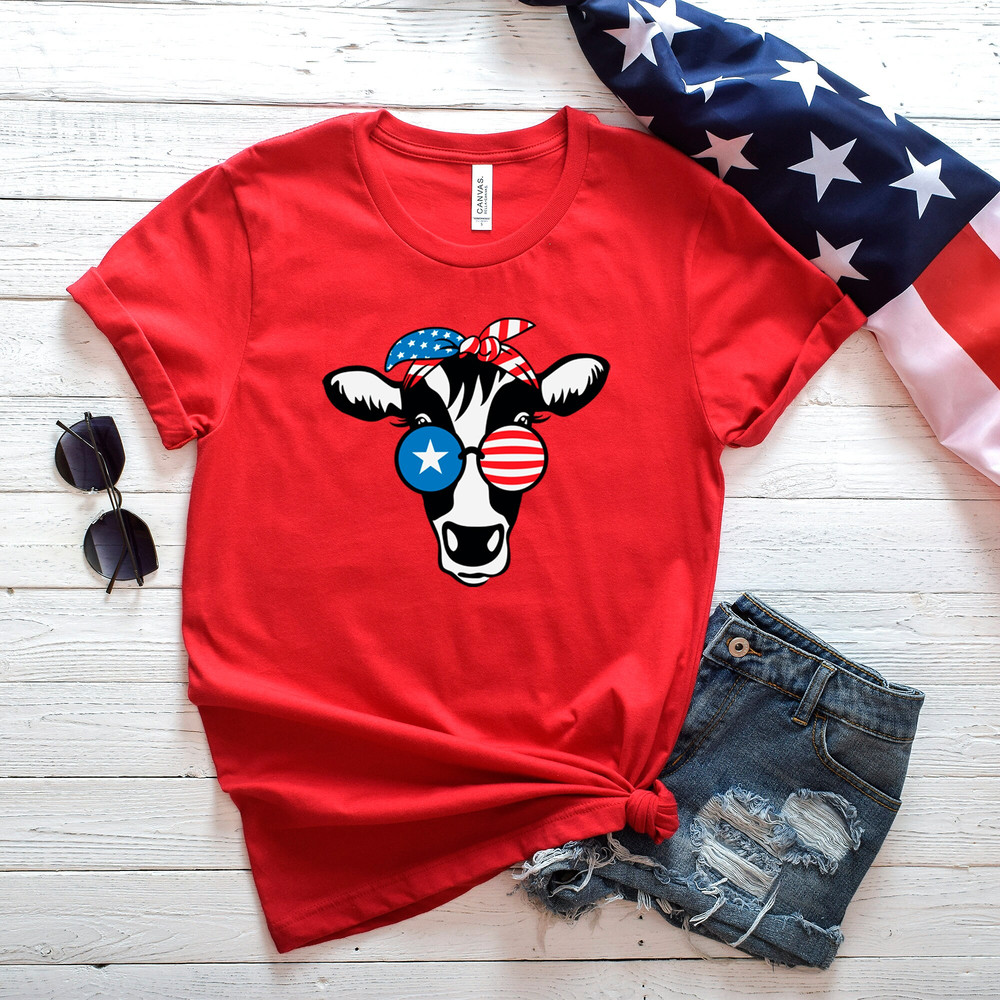 Oh My Stars Cow Shirt, Highland Cow shirt, Highland Cow With 4th July, American Flag Shirt, Fourth Of July Tee, Independence Day - 4.jpg