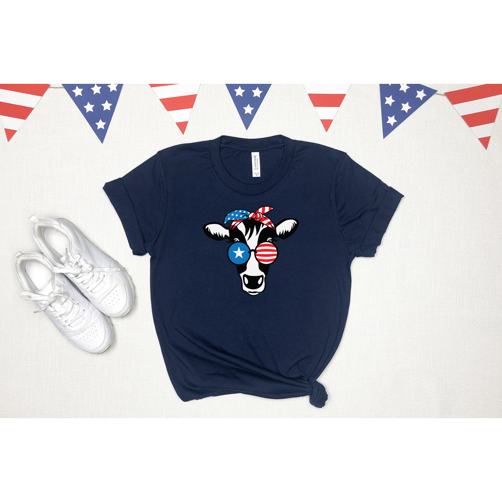 Oh My Stars Cow Shirt, Highland Cow shirt, Highland Cow With 4th July, American Flag Shirt, Fourth Of July Tee, Independence Day - 6.jpg