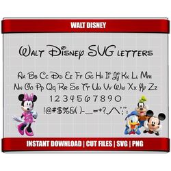 walt disney font svg letters alphabet, disney birthday party digital printable svg alphabet letters clipart disney insta