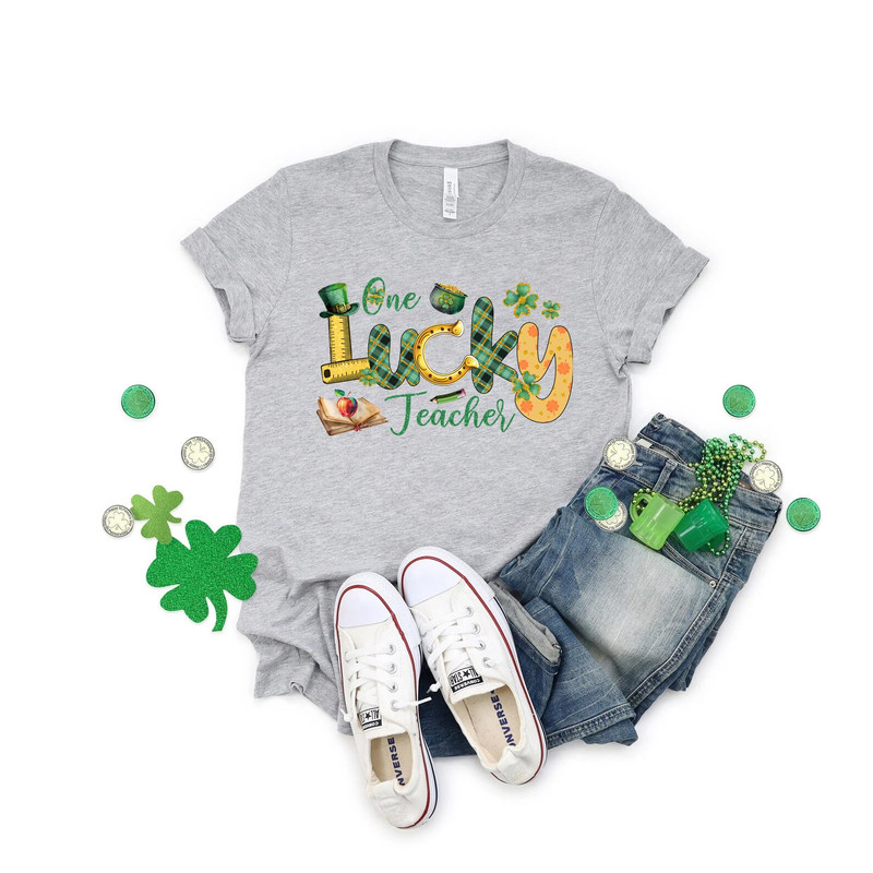 One lucky teacher shirt, Teacher Sweatshirt, Lucky Teacher Shirt, Teacher Gift, Lucky Shirt, four leaf clover, shamrock, irish gift - 3.jpg