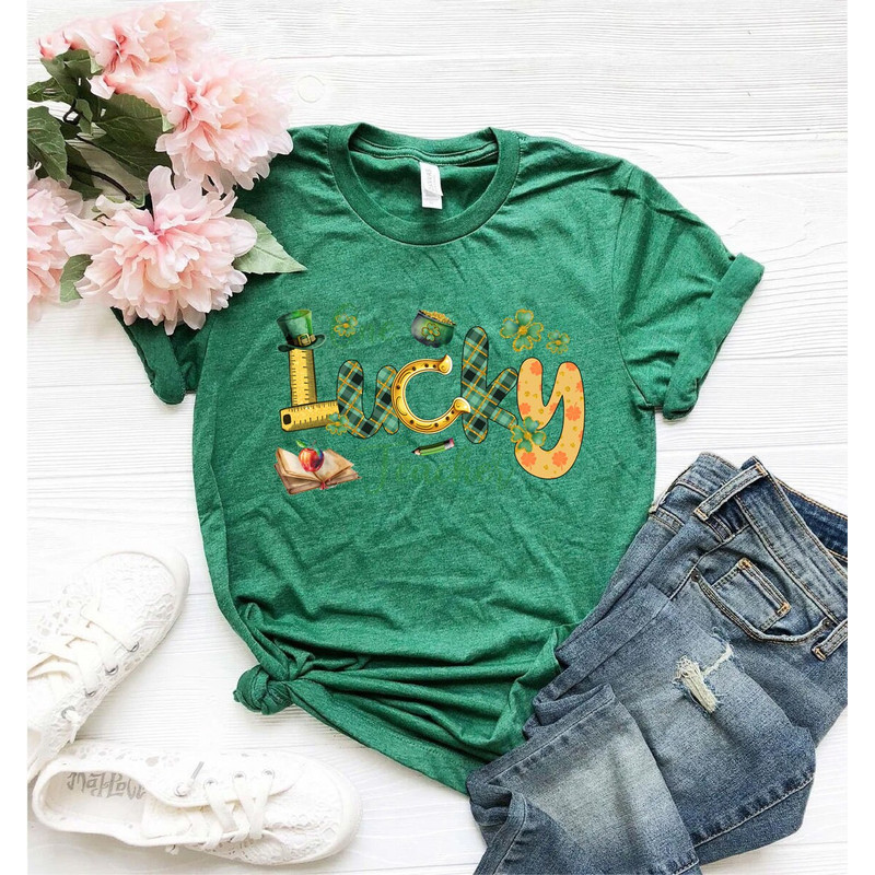 One lucky teacher shirt, Teacher Sweatshirt, Lucky Teacher Shirt, Teacher Gift, Lucky Shirt, four leaf clover, shamrock, irish gift - 4.jpg