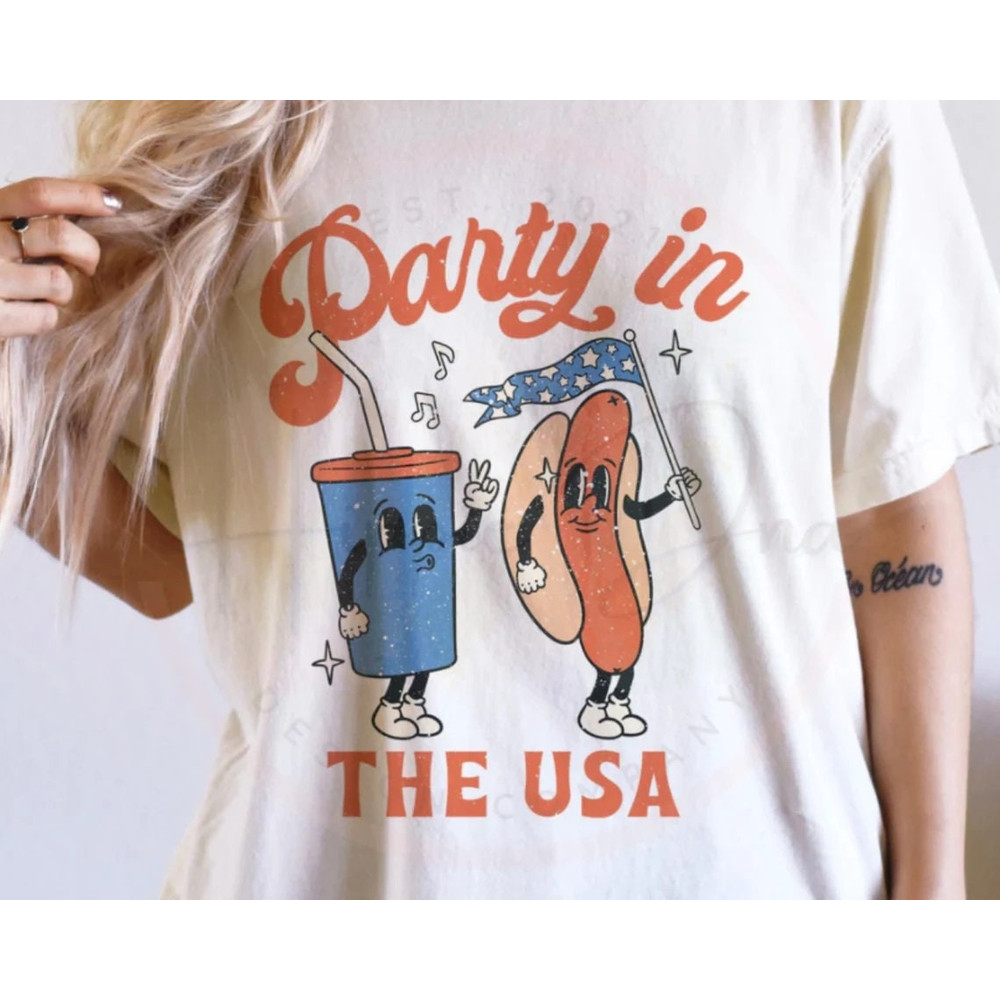 Party in the USA Shirt Retro, Hippie, Vibes, Boho, Groovy, Patriotic Shirt, Fourth Of July Shirt, American Shirts, July 4th, sweatshirt - 2.jpg