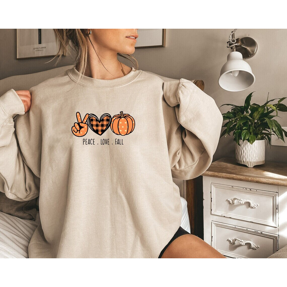 Peace love fall, cute fall shirt, love pumpkin, fall shirt, pumpkin sweatshirt, thankful shirt, fall vibes shirt, cheetah pumpkin, - 1.jpg