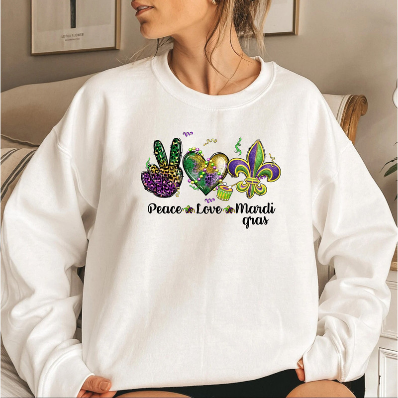 Peace Love Mardi tee, mardi gras, Mardi Gras Shirt, Saints Shirt, NOLA Shirt, Mardi Gras Carnival, Mardi Gras Animal, louisiana shirt, - 3.jpg