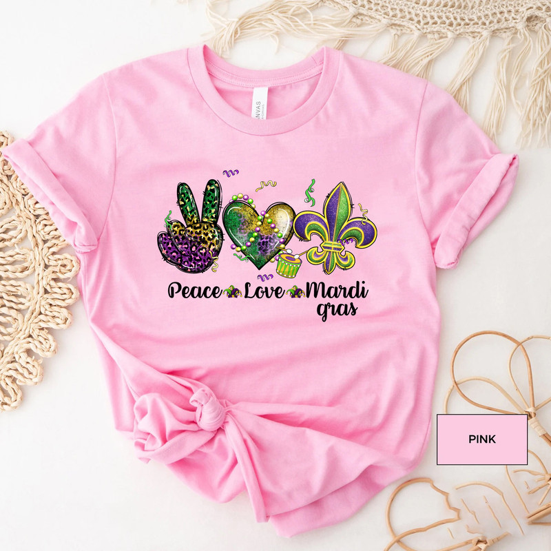 Peace Love Mardi tee, mardi gras, Mardi Gras Shirt, Saints Shirt, NOLA Shirt, Mardi Gras Carnival, Mardi Gras Animal, louisiana shirt, - 4.jpg