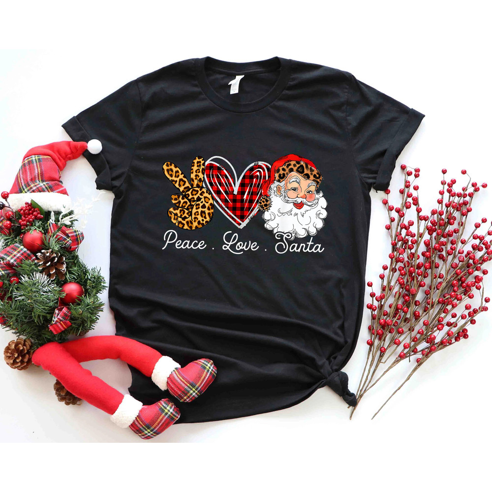 Peace Love Santa, Santa Shirt, Love Santa Shirt, Peace Love Shirt, Christmas shirt, santa clause shirt, Santa face shirt, Funny shirt, - 4.jpg