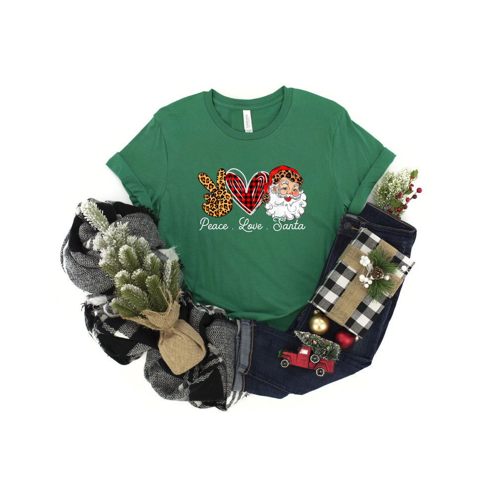 Peace Love Santa, Santa Shirt, Love Santa Shirt, Peace Love Shirt, Christmas shirt, santa clause shirt, Santa face shirt, Funny shirt, - 5.jpg