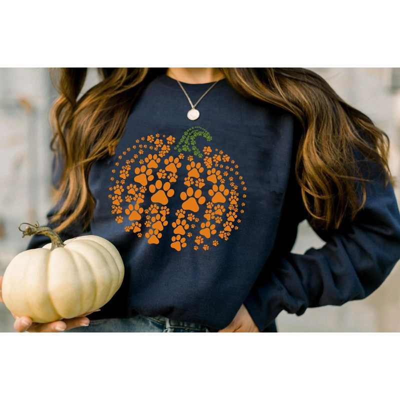 Paw pumpkin shirt, paw print shirt, pumpkin dog shirt, dog halloween shirt, Halloween Shirt, Halloween Sweatshirt, Leopard pumpkin tee, - 2.jpg