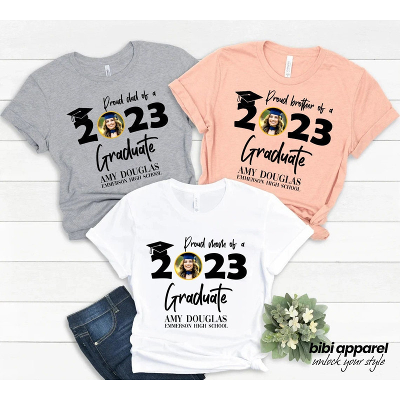 Personalized Graduation Shirts, Add The Photo Graduation Shirt, Proud Mom of a 2023 Graduate Shirts, Class of 2023 Family Graduation Shirts - 1.jpg