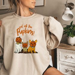 pet all the pupkins, dog sweatshirt, ghost dog shirt, ghost