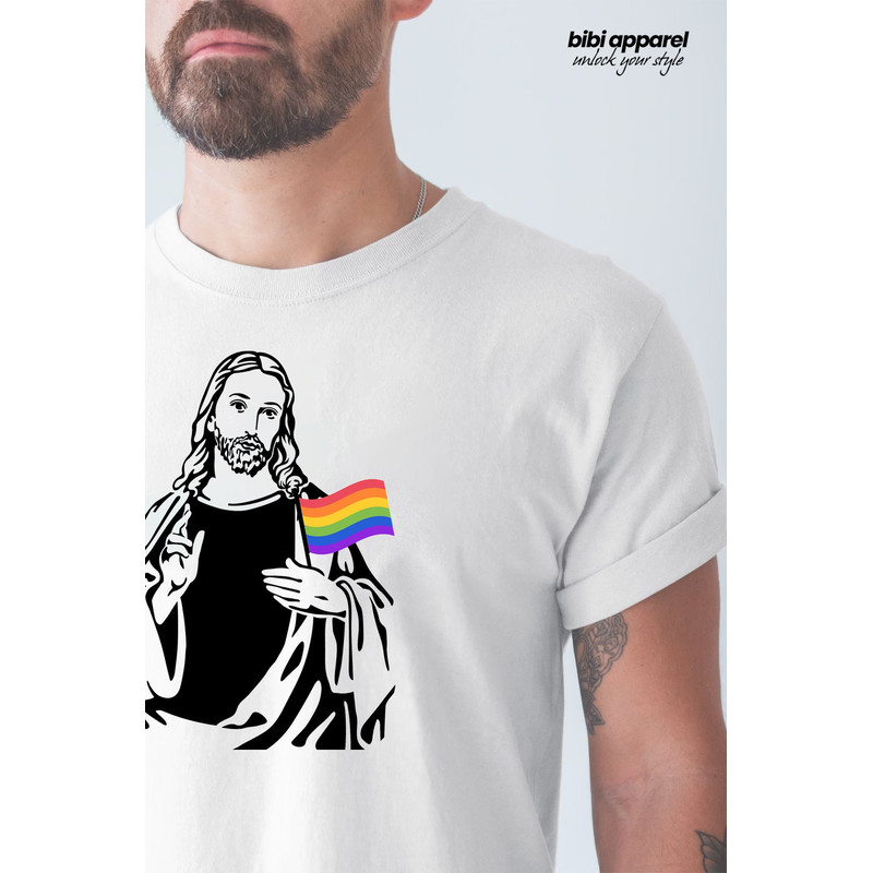 Pride Jesus T-shirt, LGBT Shirt, Pride Shirt, Rainbow Pride Shirt, Lesbian Shirt, Can't Think Straight Shirt, Gay Pride LGBTQ Shirt - 1.jpg