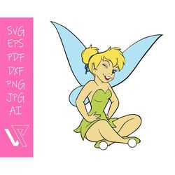 tinkerbell fairy, tinkerbell layered svg cricut cut file silhouette vector artwork instant download clip art sticker pri