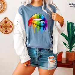 rainbow lips shirt, rainbow pride lips shirt, lgbt lips shir