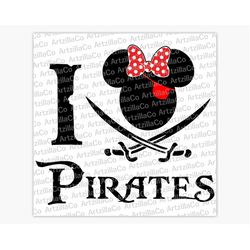 pirate minnie - i love pirates - cruise - digital download svg