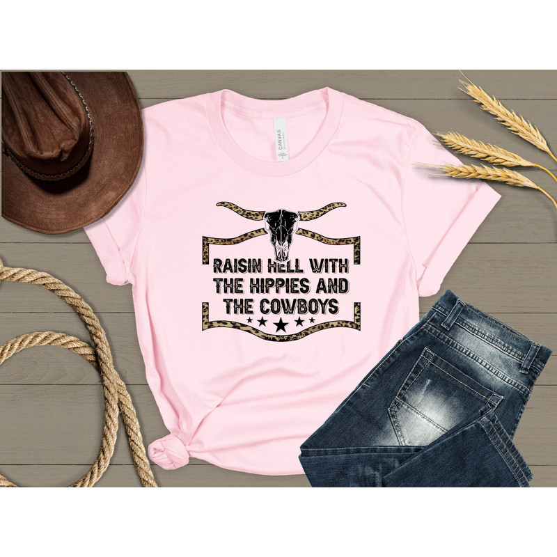 Raisin Hell with Hippies and Cowboys shirt, hippie shirt, girl power shirt, cowgirl shirt, cowboy shirt, boho shirt, rodeo shirt, Howdy - 3.jpg