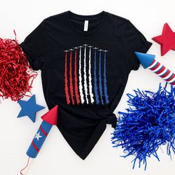 red white blue air force flyover t-shirt, airplane, red whit