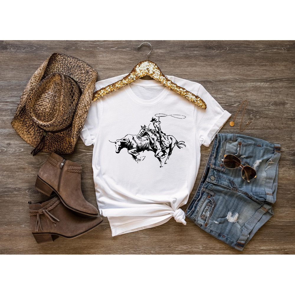 Ropping a bull Cowboy shirt, Western Graphic Tee, cowboy shirt, cowgirl shirt, rodeo shirt, Howdy Shirt, texas sweatshirt,western sweatshirt - 2.jpg
