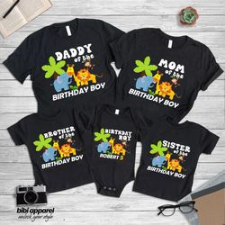 safari jungle birthday shirt, matching family birthday shirt