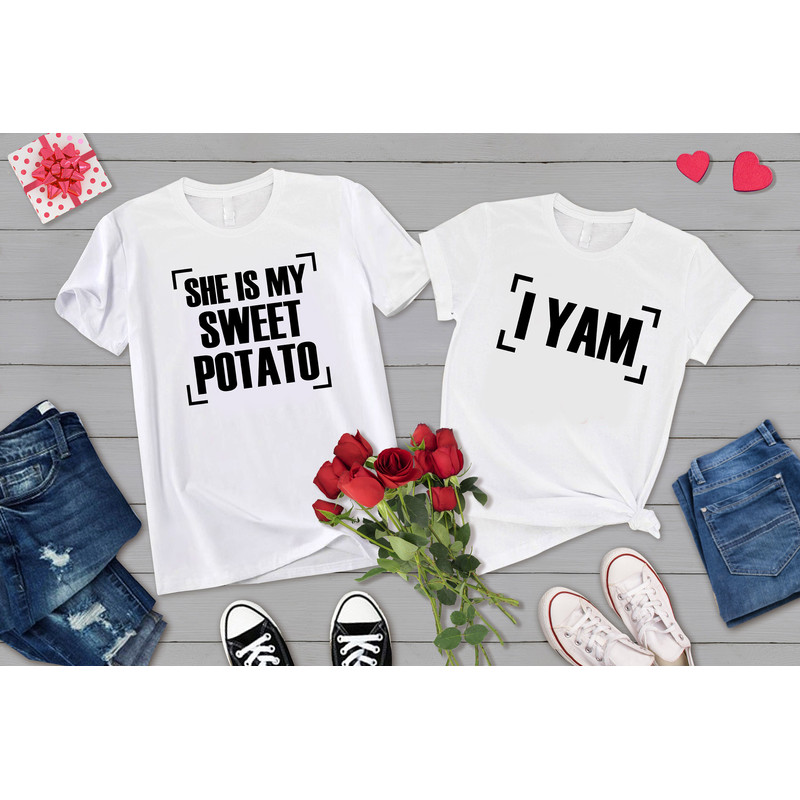 She is my Sweet Potato Yes Yam shirt, couple matching tee, Couple Shirts, valentine's day gift, cute matching shirts, Mommy and Daughter, - 3.jpg