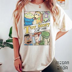 retro disney toy story est 1995 comfort colors shirt, toy story friends shirt, buzz lightyear, woody shirt, disney shirt