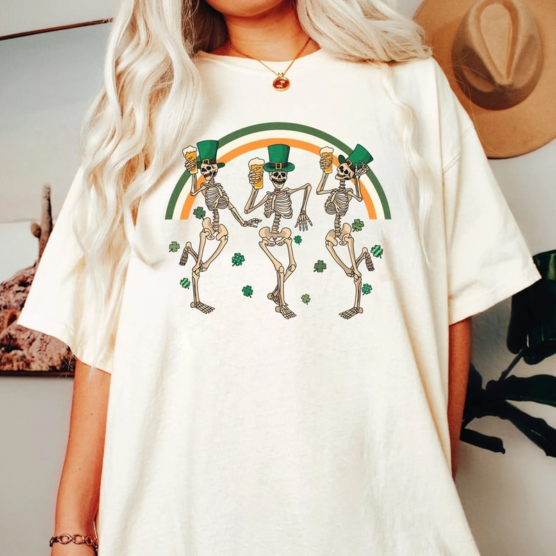 St Patrick's skeleton shirt, St Patty's Skeleton, Dancing Skeleton, Funny St Patrick's, Drinking Shirt, irish shirt, irish gift, lucky tee - 1.jpg
