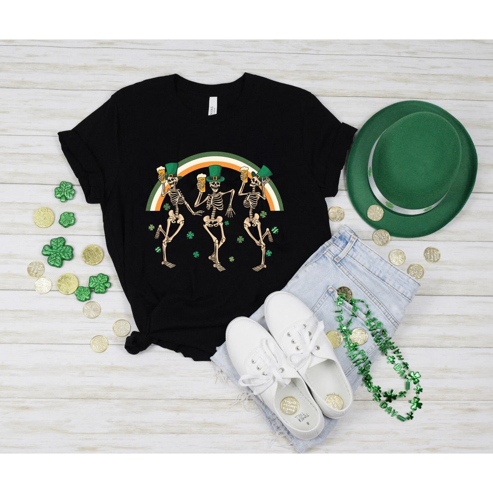 St Patrick's skeleton shirt, St Patty's Skeleton, Dancing Skeleton, Funny St Patrick's, Drinking Shirt, irish shirt, irish gift, lucky tee - 2.jpg