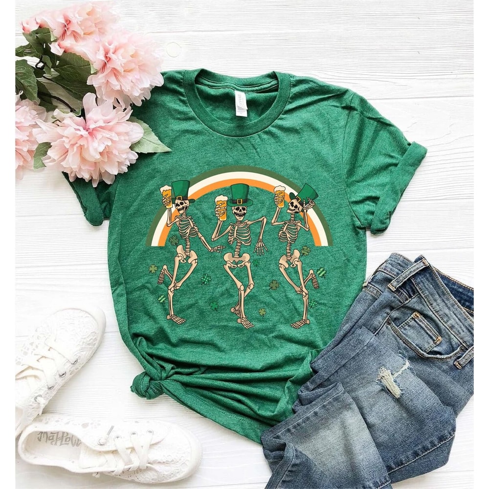 St Patrick's skeleton shirt, St Patty's Skeleton, Dancing Skeleton, Funny St Patrick's, Drinking Shirt, irish shirt, irish gift, lucky tee - 4.jpg