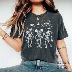 comfort colors disney halloween skeleton shirt, disney halloween matching shirt, disney balloon shirt, mickey halloween