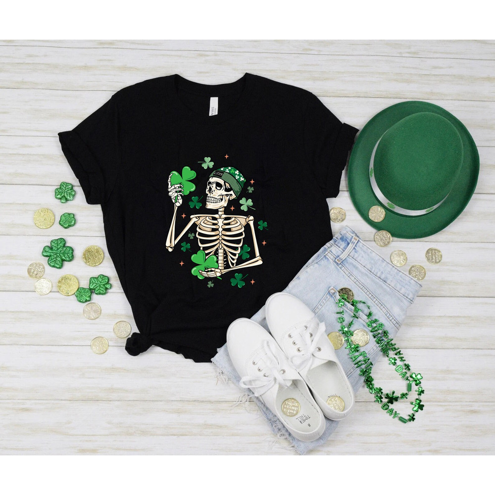 St Patrick's skeleton shirt, St Patty's Skeleton, Dancing Skeleton, Funny St Patrick's, Drinking Shirt, irish shirt, irish gift, lucky tee - 3.jpg
