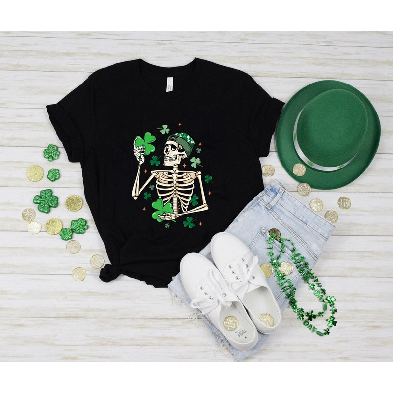 St Patrick's skeleton shirt, St Patty's Skeleton, Dancing Skeleton, Funny St Patrick's, Drinking Shirt, irish shirt, irish gift, lucky tee - 3.jpg