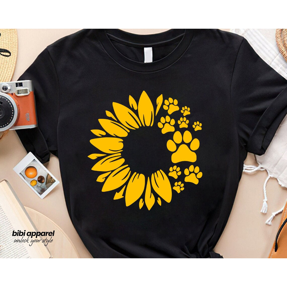 Sunflower Dog Paw Shirt, Dog Paw Shirt, Sunflower Shirt, Dog Lover Shirt, Dog Lover Shirt, Dog Paw Tee, Dog Mom Shirt, Dog Mom Gift - 1.jpg