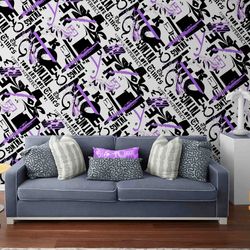 Modern Purple Wallpaper Self-adhesive mural wallpaper Graffiti wall paper art