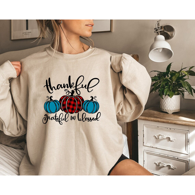 Thankful shirt, grateful and blessed, Thanksgiving Shirt, pumpkin sweatshirt, turkey shirt, Thanksgiving Family, Cheetah Pumpkin, - 2.jpg