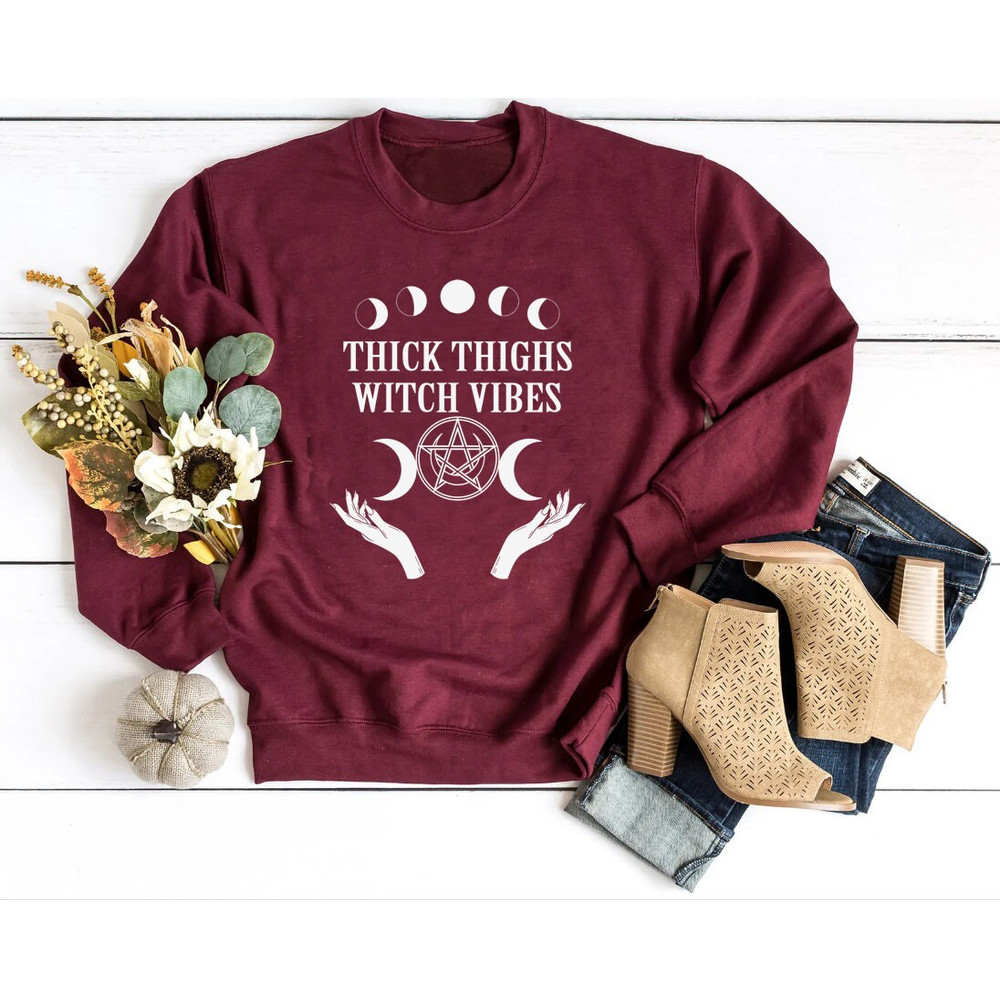 Thick Thighs Shirt, Witch Vibes Shirt, halloween shirt, Halloween Vibes, Spooky Vibes Shirt, Witch Sweatshirt, Witch Vibes Tee, - 3.jpg