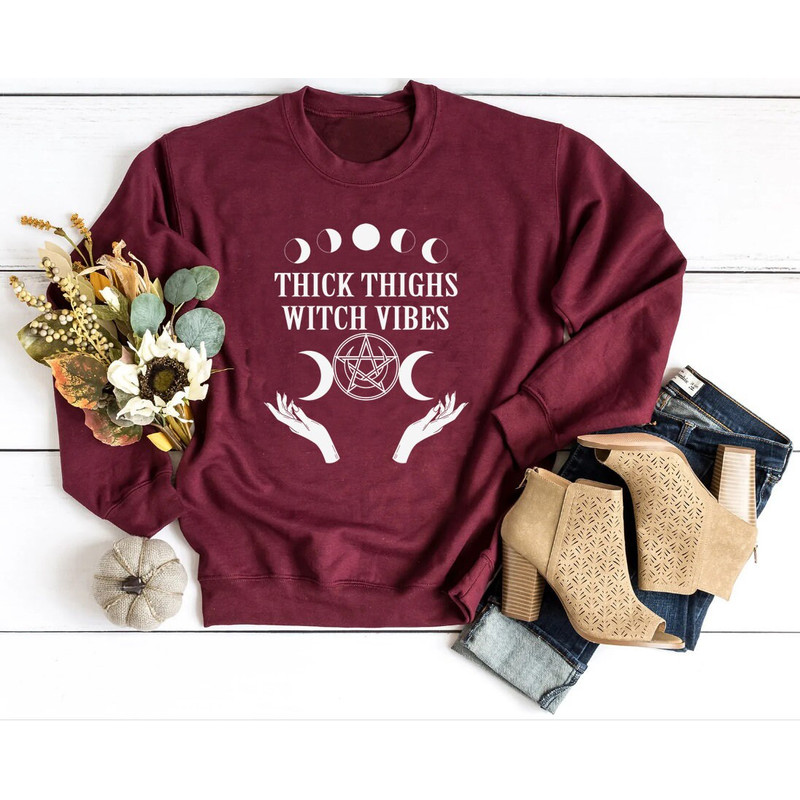 Thick Thighs Shirt, Witch Vibes Shirt, halloween shirt, Halloween Vibes, Spooky Vibes Shirt, Witch Sweatshirt, Witch Vibes Tee, - 3.jpg