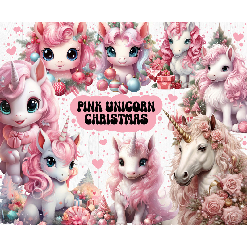 cute pink Christmas unicorn png sublimation design download, Christmas png, Christmas unicorn png - 1.jpg