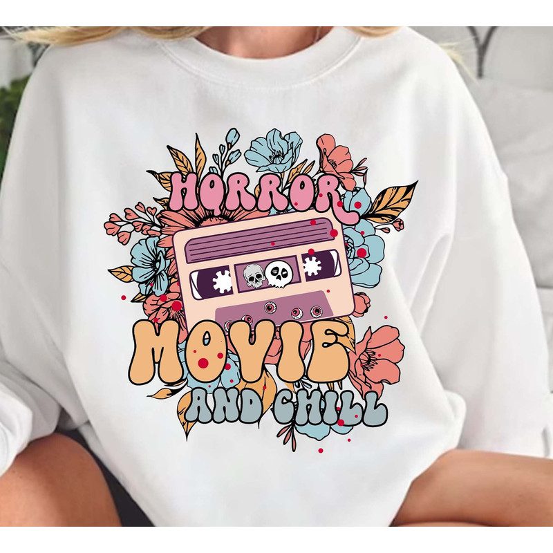 Horror Movies and Chill Distressed & Solid  PNG Files- Halloween, Spooky Vibes, Fall, Spooky Season, Ghouls Rule, Boo, Scary Movies - 2.jpg