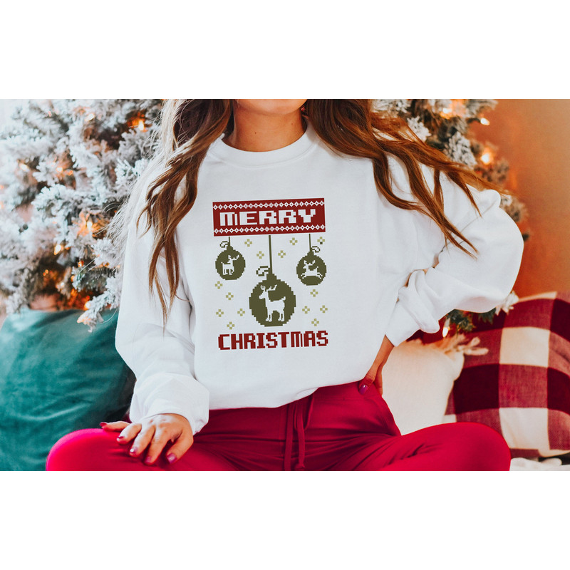 Ugly Christmas Shirt, Merry Christmas shirt, Ugly Sweater, Ugly Sweatshirt, funny xmas shirts, deer and tree, family christmas, - 1.jpg