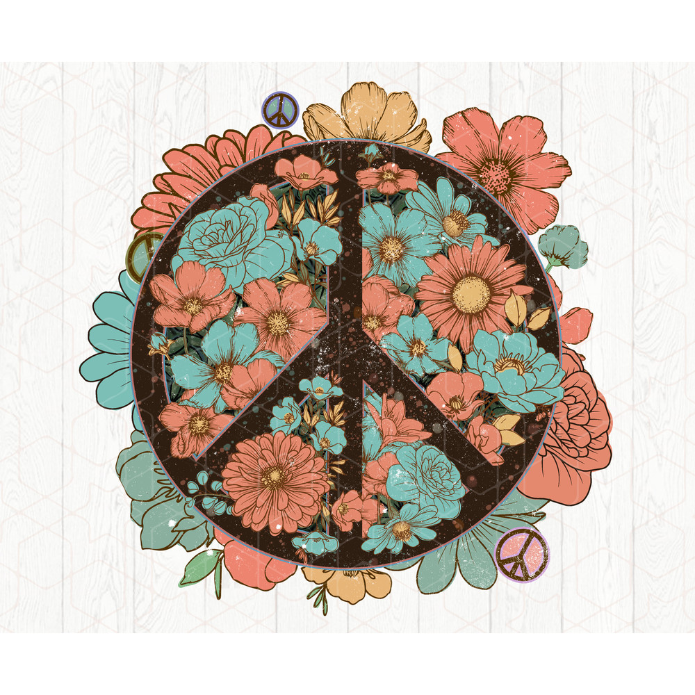 Retro vintage boho peace sign wildflowers hippie  PNG - 1.jpg