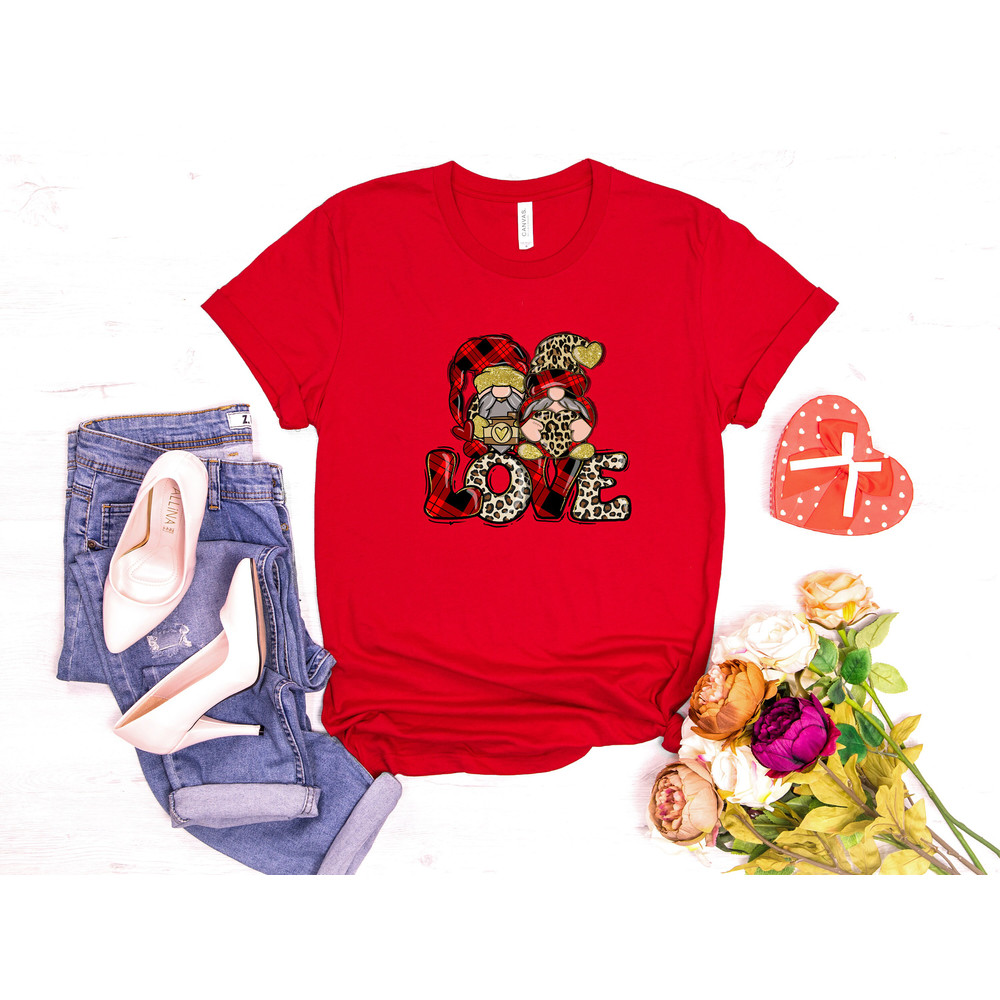 Valentine love shirt, valentine shirt, valentines day shirt, Valentine Tshirt, couples sweaters, xoxo, gnome with hearts, valentines day - 2.jpg