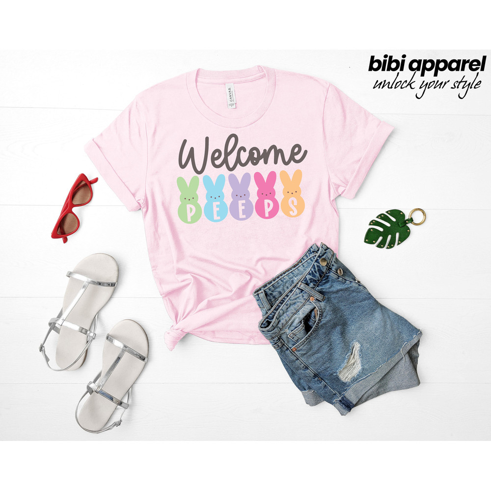 Welcome Peeps Tee - Peeps Bunny Present Shirt - Easter Bunny T-Shirt - Easter Party T-Shirt - Easter Festival T-shirt - Rabbit Lover Shirt - 1.jpg