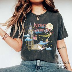 vintage disney peter pan never grow up comfort colors shirt, disney peter pan, darling flight neverland shirt, tinker be
