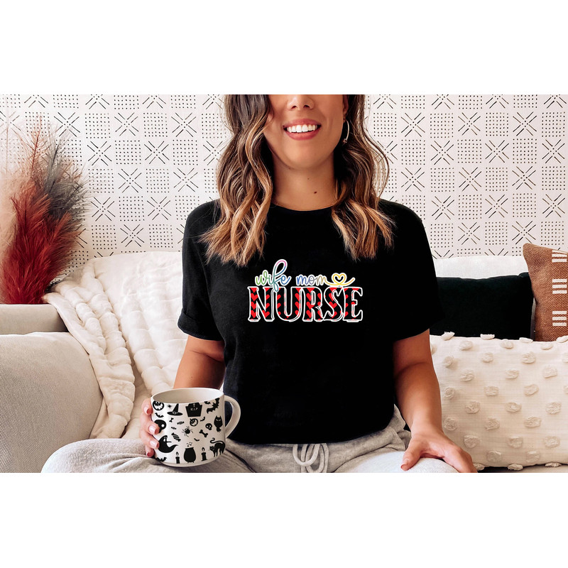 Wife Mom Nurse Shirt, Gift For Nurse Mom, Nurse Shirt, RN Shirt, Nursing Shirt, Registered Nurse, Nursing School Tee, nurse sweatshirt, - 3.jpg