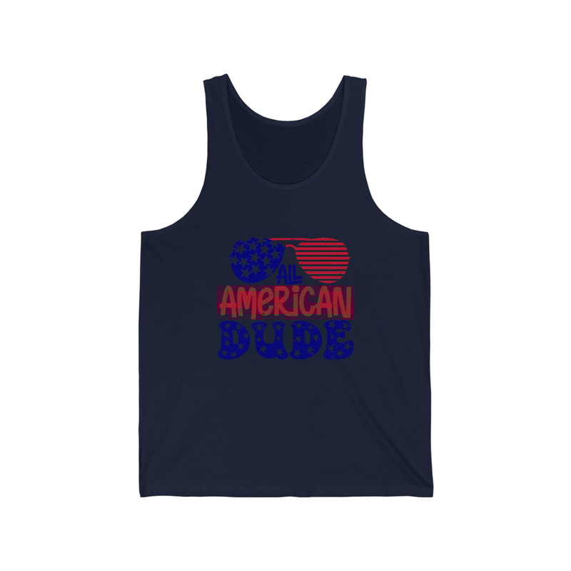 All American Dude Graphic Tank 4th of July Dad Family Shirt Matching Independence Day Guy Tank Top Daddy & Me USA Flag Red White Blue - 2.jpg